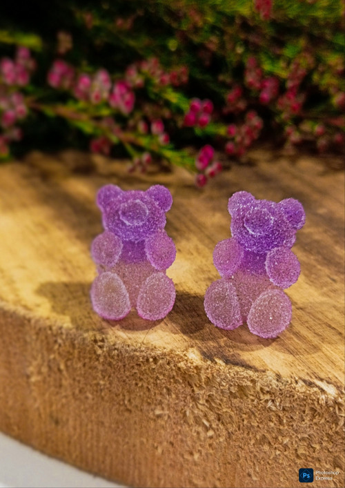 Náušnice medvídci Gummy Bears - fialové