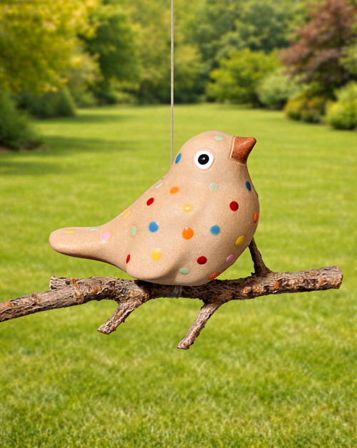 P.712 Keramický ptáček na dřívku závěsná dekorace