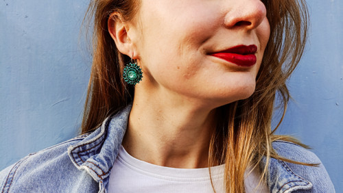 Flower earrings n.2 - vyšívané náušnice