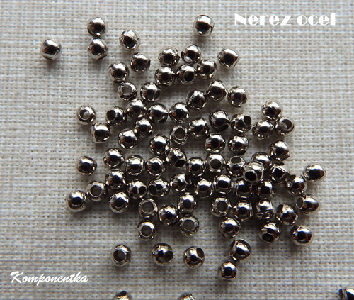 Kovový korálek nerez ocel 2mm 10kusů