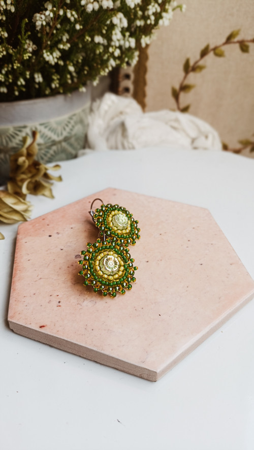 Flower earrings n.4 - vyšívané náušnice