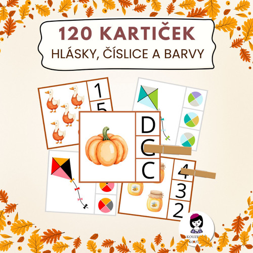 Podzimní kolíčkování - počítání, barvy, hláska