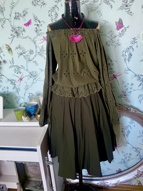 Top boho madeira v khaki — foto 1