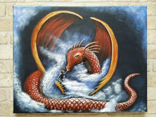 Dračí přátelé 40x50 - akrylový obraz