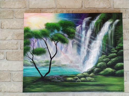 Fantasy vodopády 40x50 - akrylový obraz