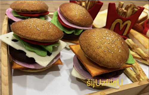 Hračka z filcu do kuchyňky - HAMBURGER