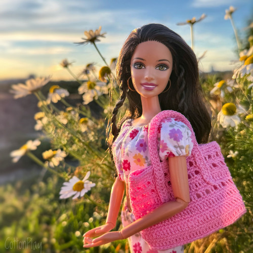Plážová taška pro Barbie - světle růžová
