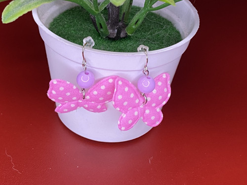 Naušnice - látkový motýl (růžový)