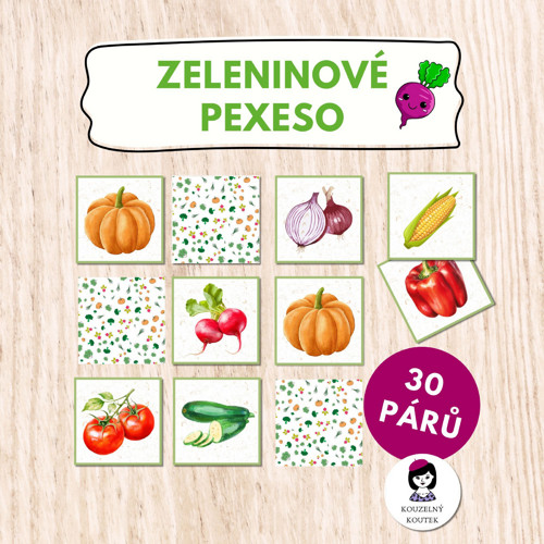 Zeleninové pexeso / Ovoce a zelenina / pexeso