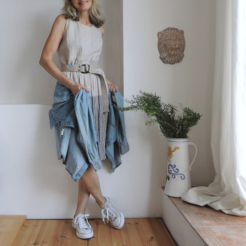 GERDA - Oatmeal / šedá - šaty len — foto 1