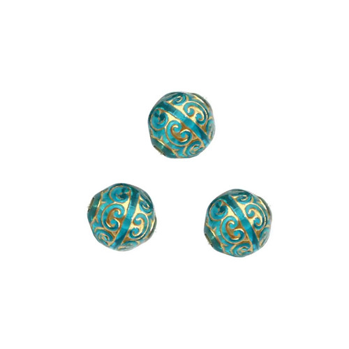 Barokní korálek smaragdový kulička 12mm, 1ks