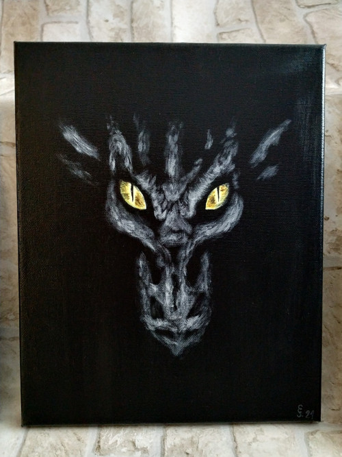 Dračí bratři - žluté oči 24x30 - SVÍTÍ VE TMĚ!!