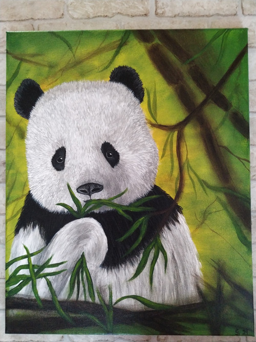 Panda s bambusem 40x50 - akrylový obraz