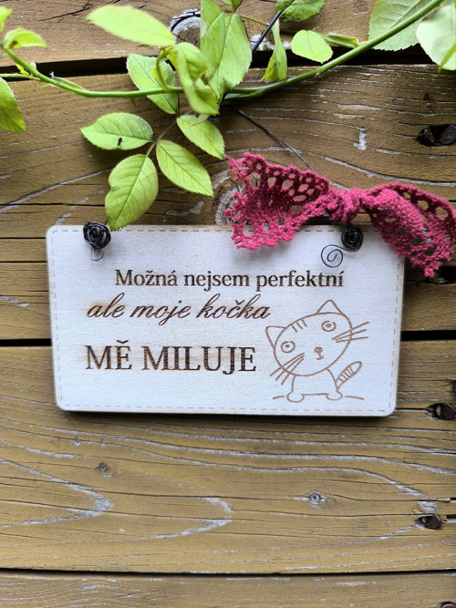 Cedulka Nejsem perfektní - bílá 12 cm