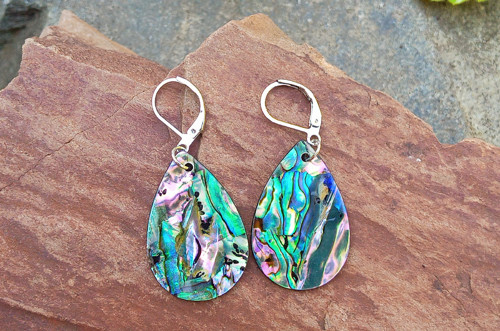 Abalone perleť 3x2cm náušnice na chirurgické oceli