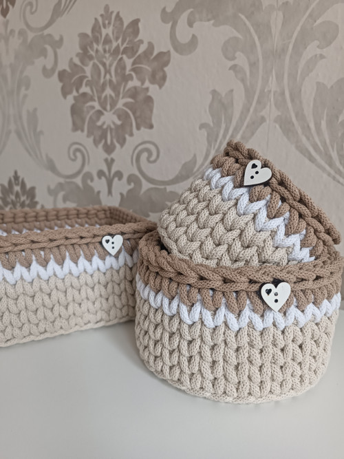 HÁČKOVANÉ KOŠÍKY SET 3 KS — foto 1