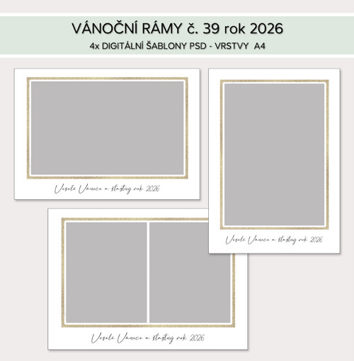 Vánoční rámy č. 39 - digitální šablony PSD 2026