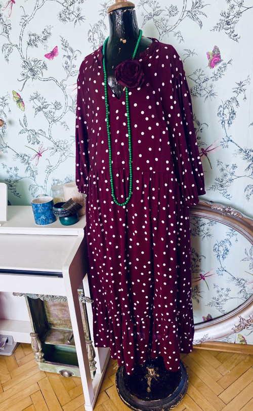 Šaty dots ve vínové. vel.44 — foto 1