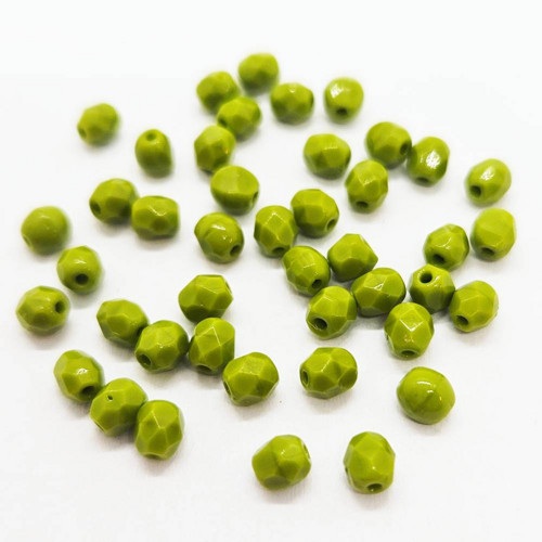 Korálky mačkané CZ, 4mm, zelená, 50ks