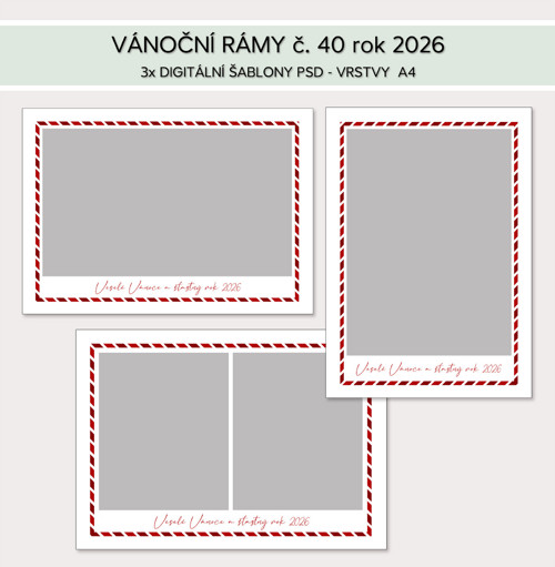 Vánoční rámy č. 40 - digitální šablony PSD 2026