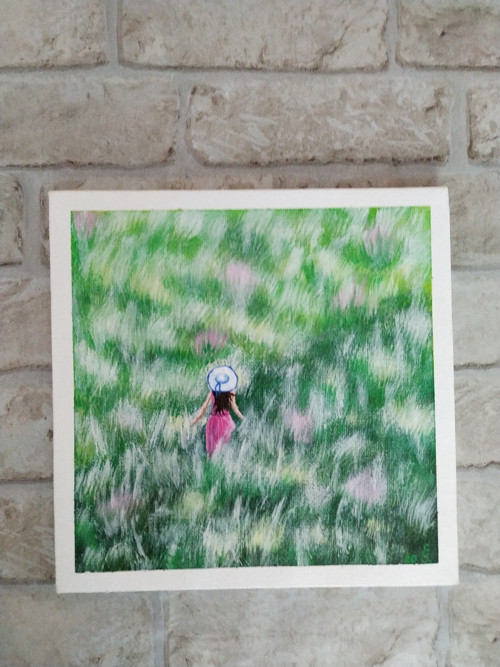 Procházka loukou 20x20 - akrylový obraz