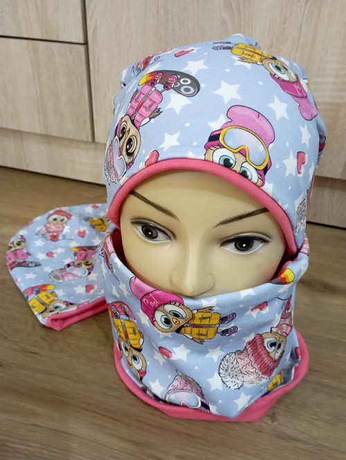 Set čepice a nákrčník vel. 52, 54 cm - holka