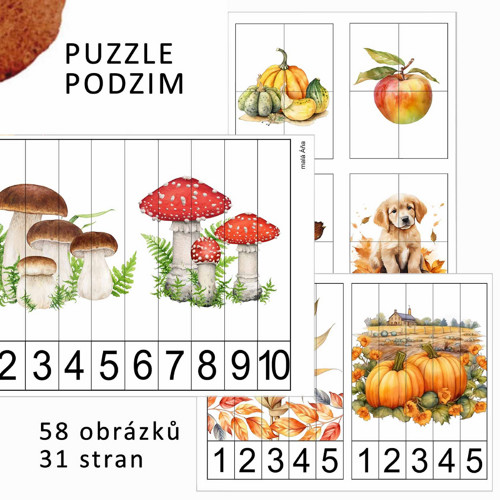 PODZIM - počítání a puzzle pro nejmenší v PDF