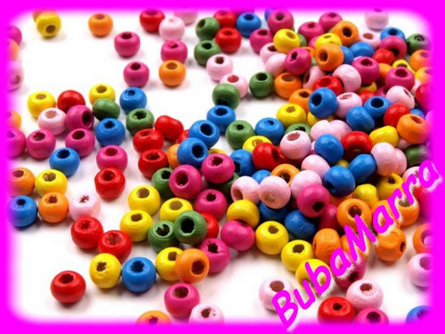 ~ 200ks dřevěných korálků ~ 5mm ~mix~ 1+1 ZDARMA