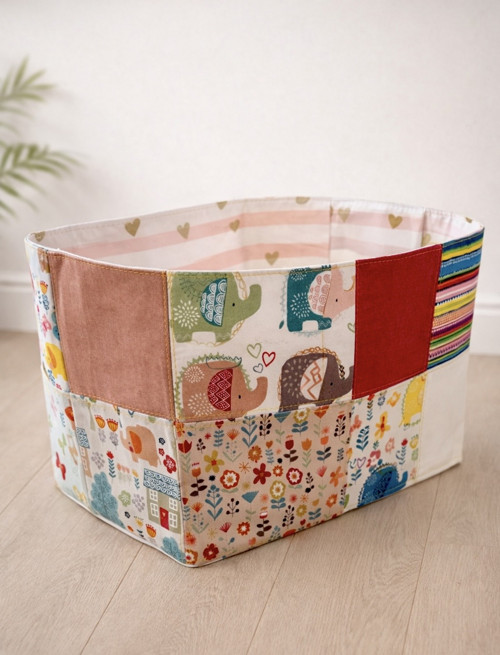 Úložný košík do dětského pokoje – patchwork — foto 1
