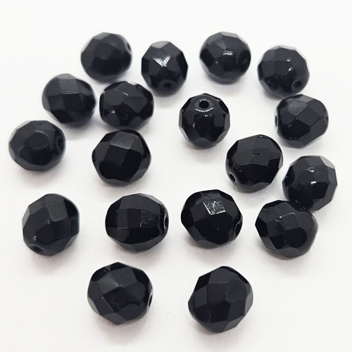 Korálky mačkané CZ, 8mm, černá, 18ks