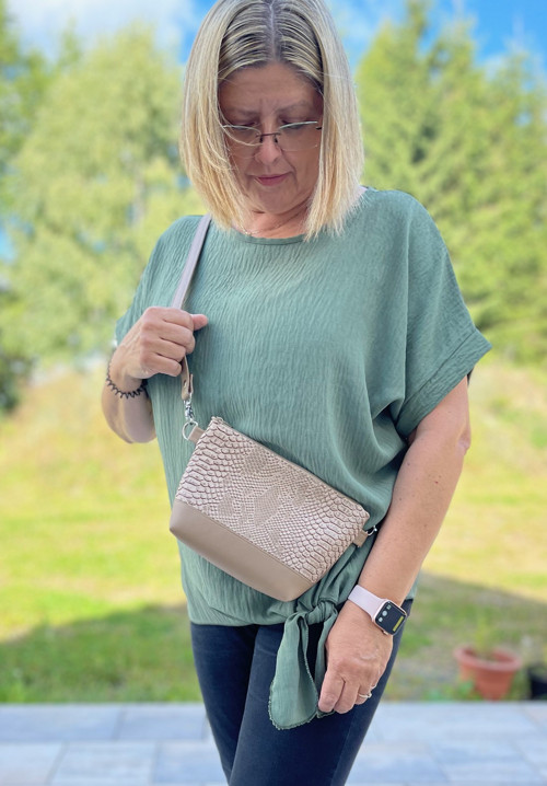BASIC ledvinka Béžová hadí kůže