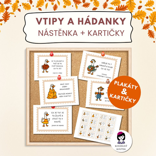 Vtipy a hádanky - kartičky, na nástěnku, výzdoba