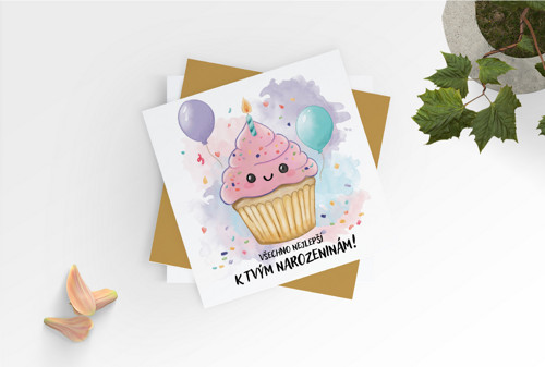 Přáníčko k narozeninám - muffin