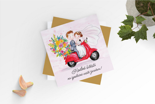 Přáníčko svatební - vespa