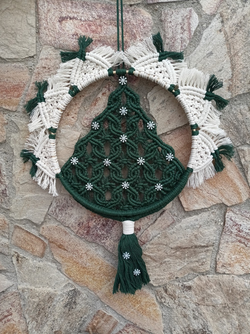 Vánoční věnec, stromeček, macrame