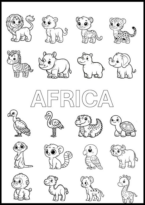 Omalovánky ANIMALS FROM AFRICA, PDF soubor