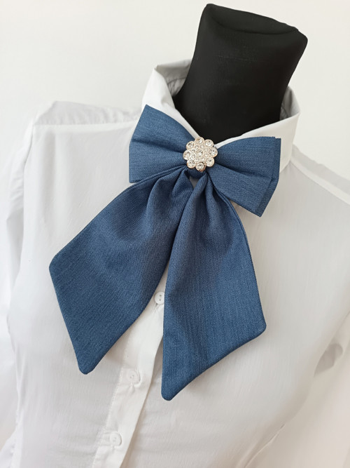 Dámský motýlek - jeans - rifľový - modrý - mašľa
