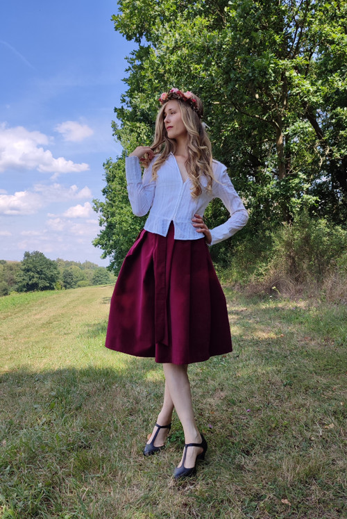 Manšestrová Bordó Sukně