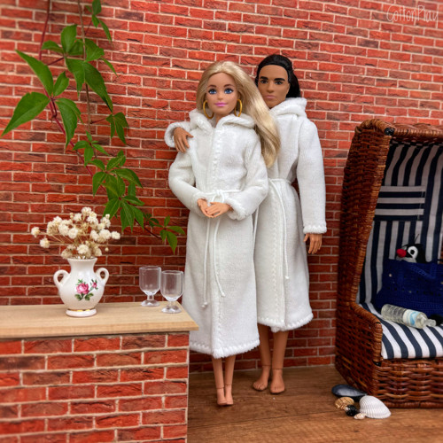 Sada extra měkkých froté županů pro Barbie a Kena