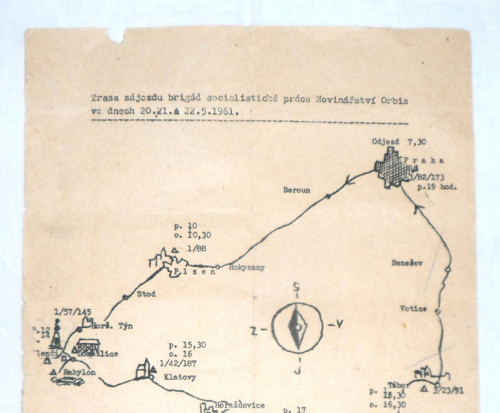 TRASA ZÁJEZDU brigád socialistické práce, 1961