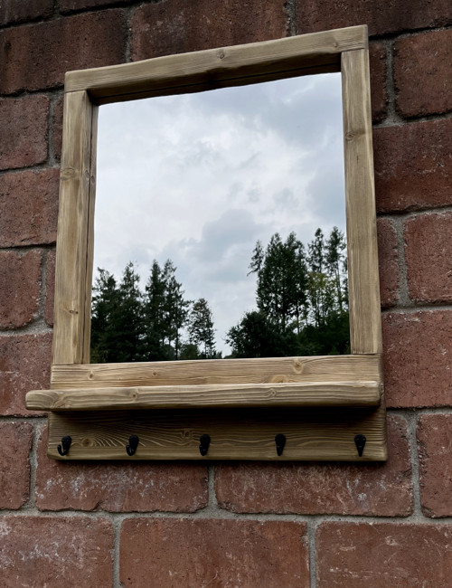 Zrcadlo 70x90cm s policí a háčky - barevná mozaika