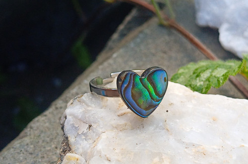 Prstýnek z abalone shell perletě chirurgická ocel — foto 1