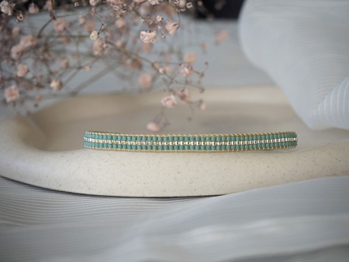 Miyuki tkaný náramek "Silver Stream" — foto 1
