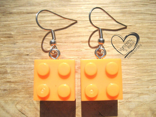 NÁUŠNICE - KOSTKY LEGO oranžové