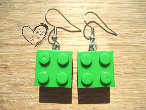 NÁUŠNICE - KOSTKY LEGO zelené
