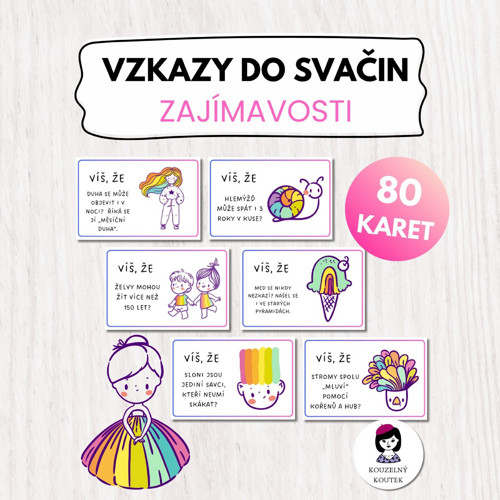 Vzkazy do svačin - Kartičky do svačin, zajímavosti