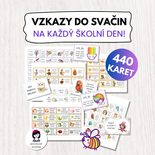 Vzkazy do svačin - Kartičky na celý školní rok