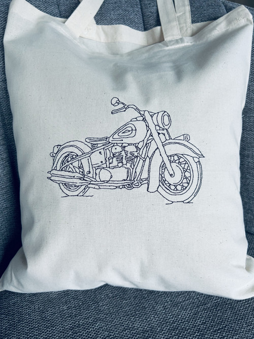 Bavlněná taška s výšivkou - motorka