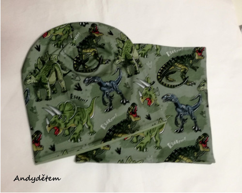 ČEPICE,NÁKRČNÍKY - dino khaki