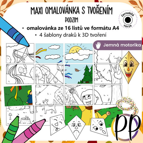 Podzim - maxi omalovánka s tvořením (PDF)